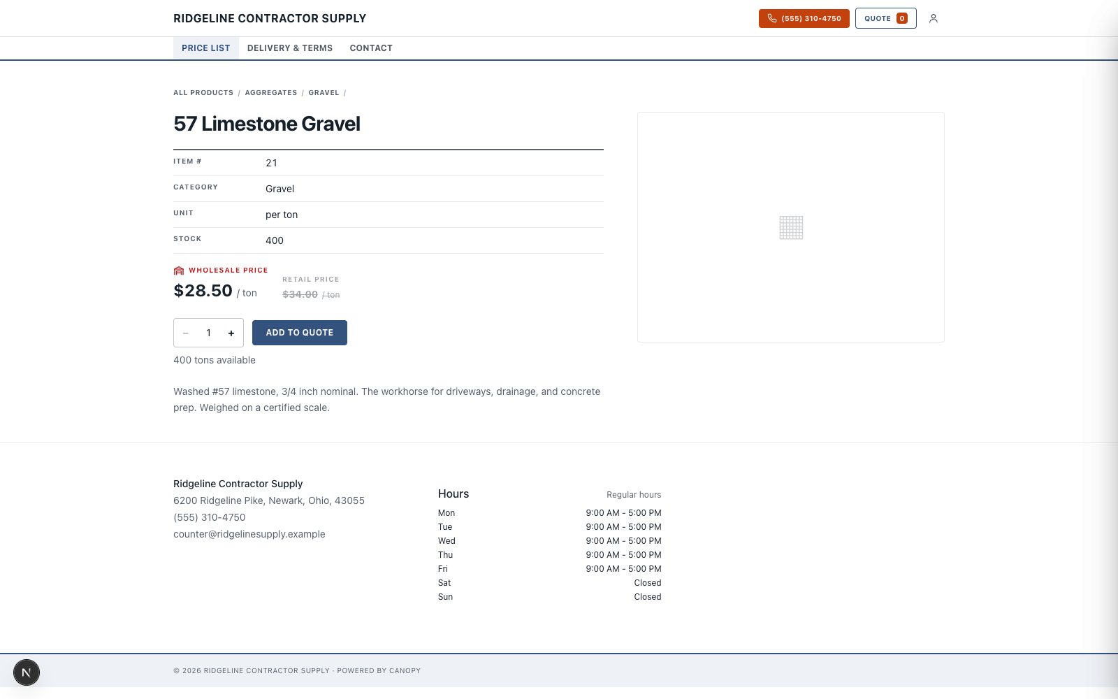A signed-in trade customer seeing wholesale pricing beside retail on a product page