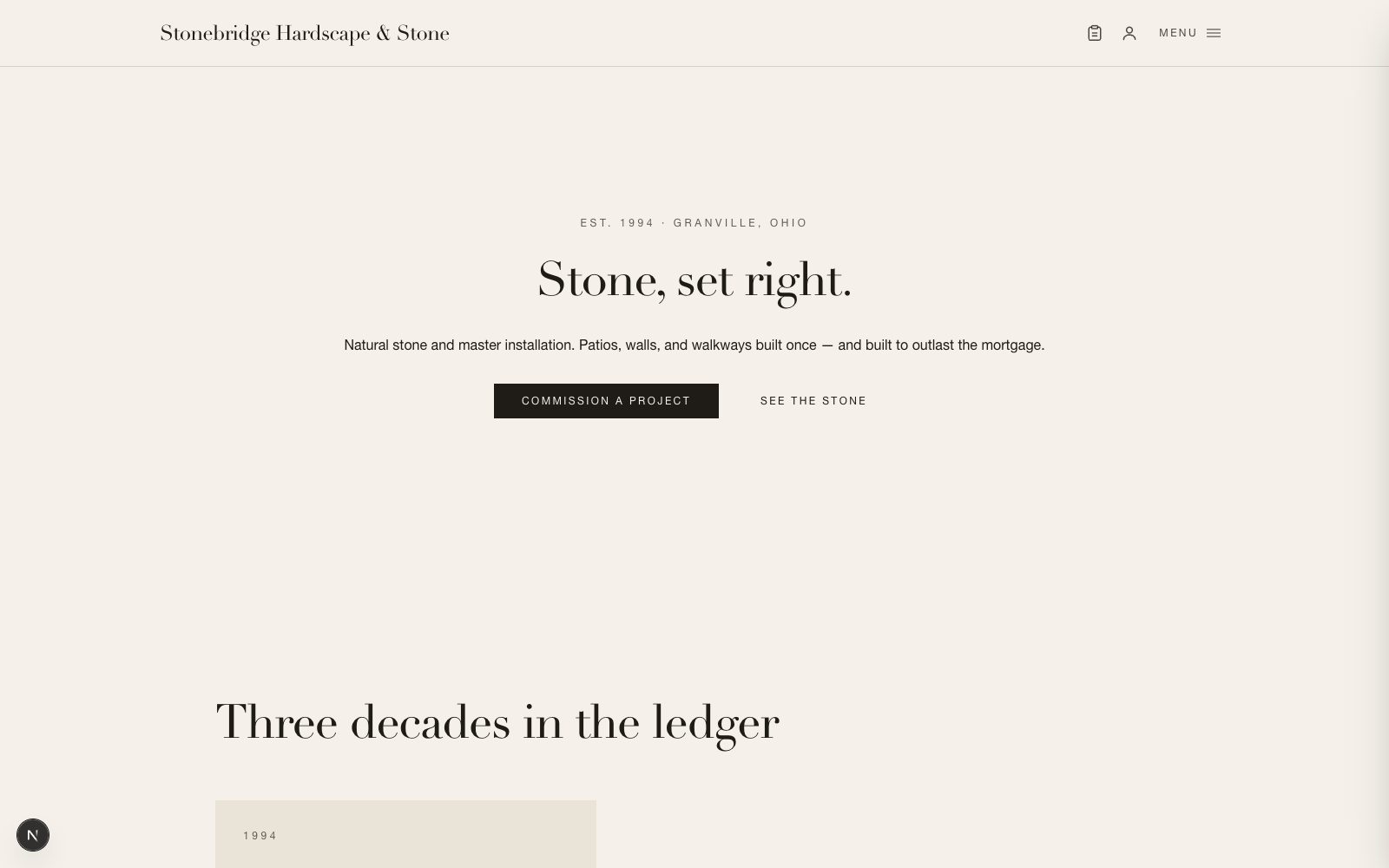 A refined design-build hardscape storefront on the Terrace theme